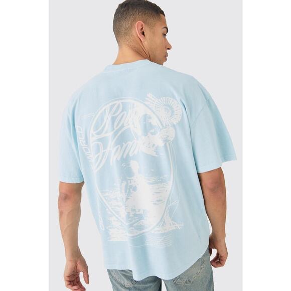 Boohoo Man Blue Oversized Pour Homme Space Short Sleeve T-shirt Size Small - Picture 2 of 6